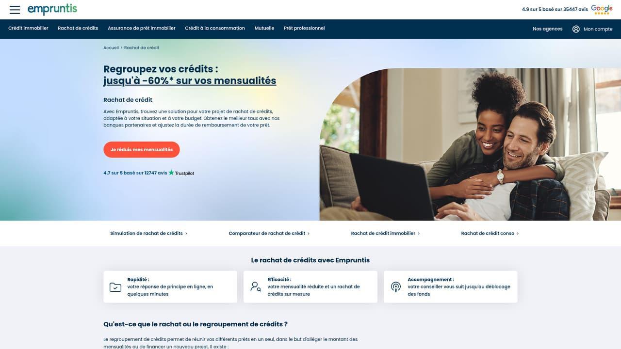 Capture d’écran du site du courtier