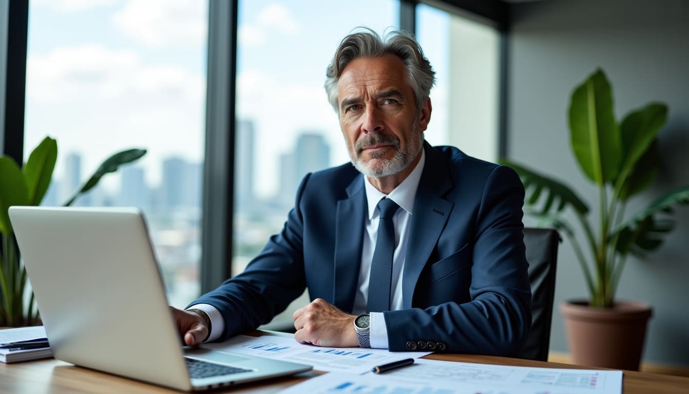 Expert immobilier travaillant devant son ordinateur